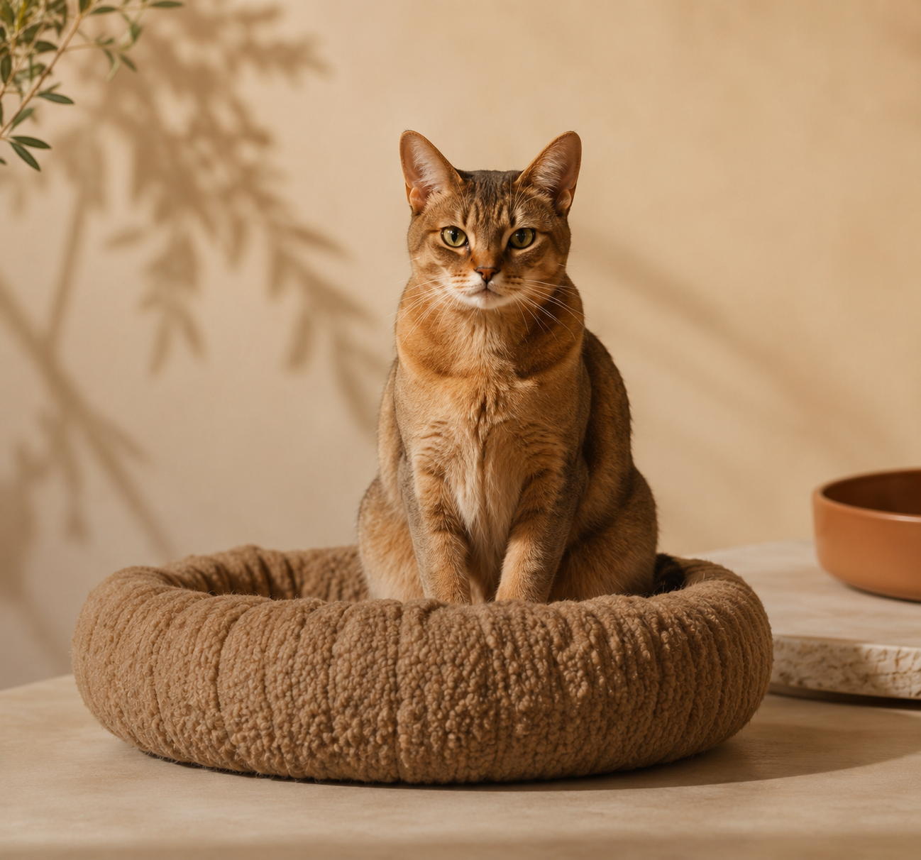 Cat resting in a woven Havnly basket