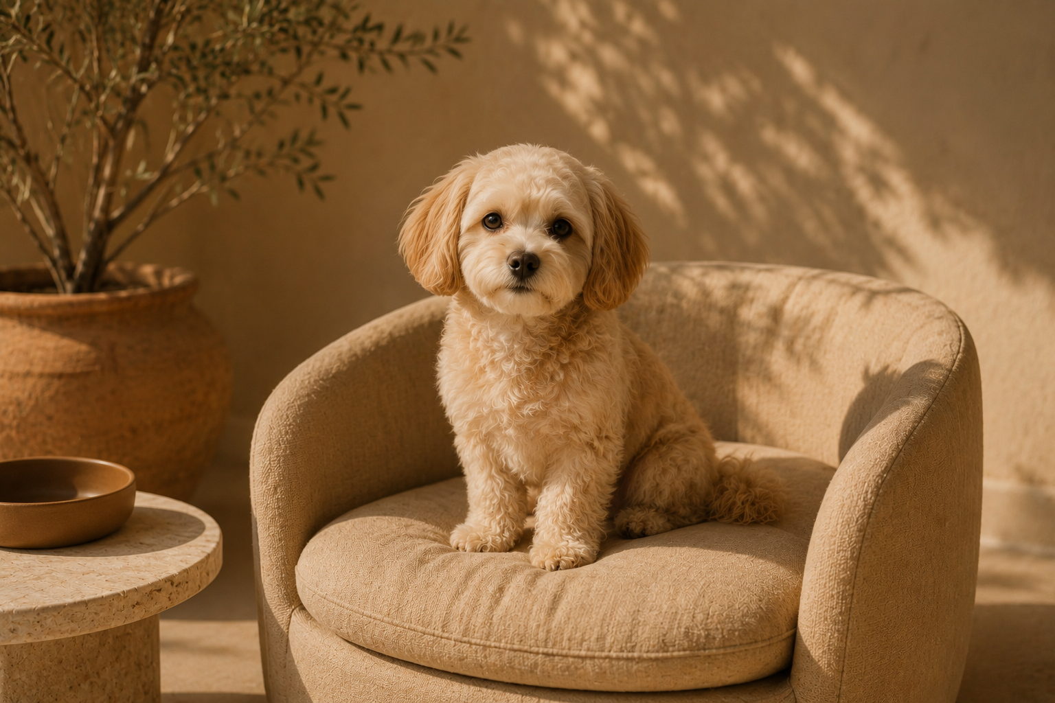 Cat sitting on a designer stool